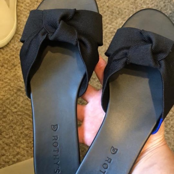 Retired! Rothy’s The Knot Sandals Black SZ 9 NIOB - Picture 1 of 3